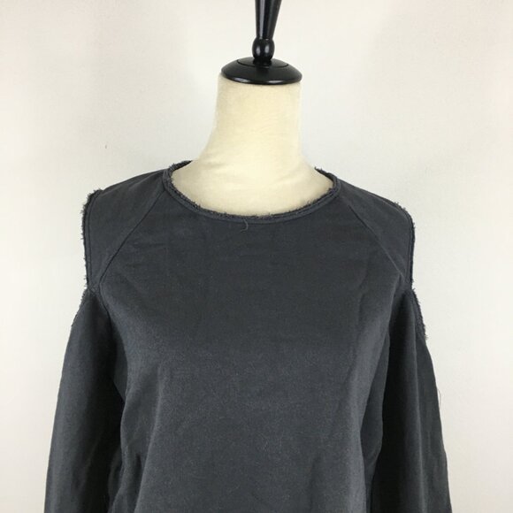 RAG & BONE Dark Gray Long Sleeve Cut Out/Cold Shoulder Rolled Hem Shirt - Picture 8 of 13